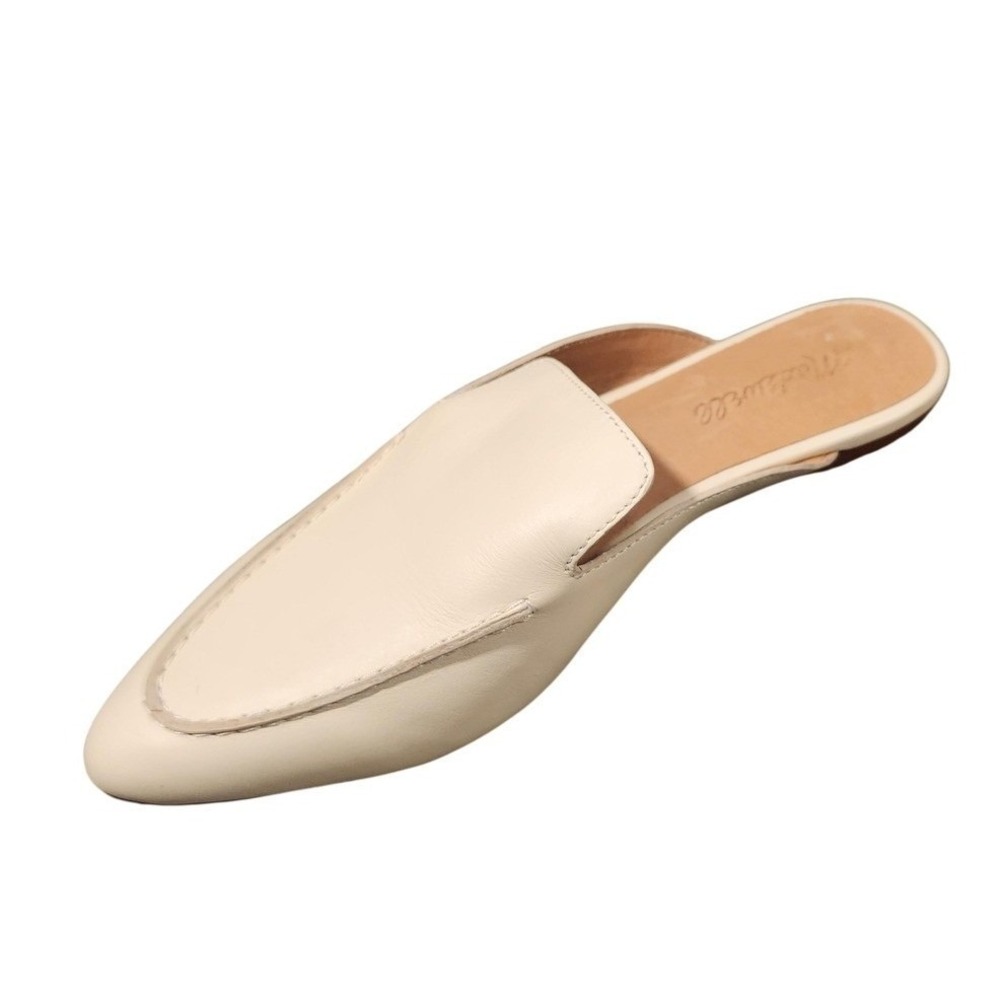 Madewell Shoes Womens Size 7.5 White Leather Pointed Toe Slide Mule Flats